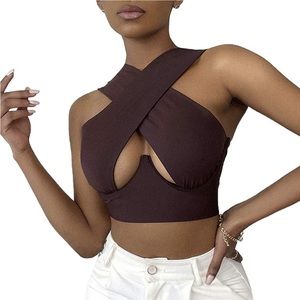 Brown Keyhole crop top